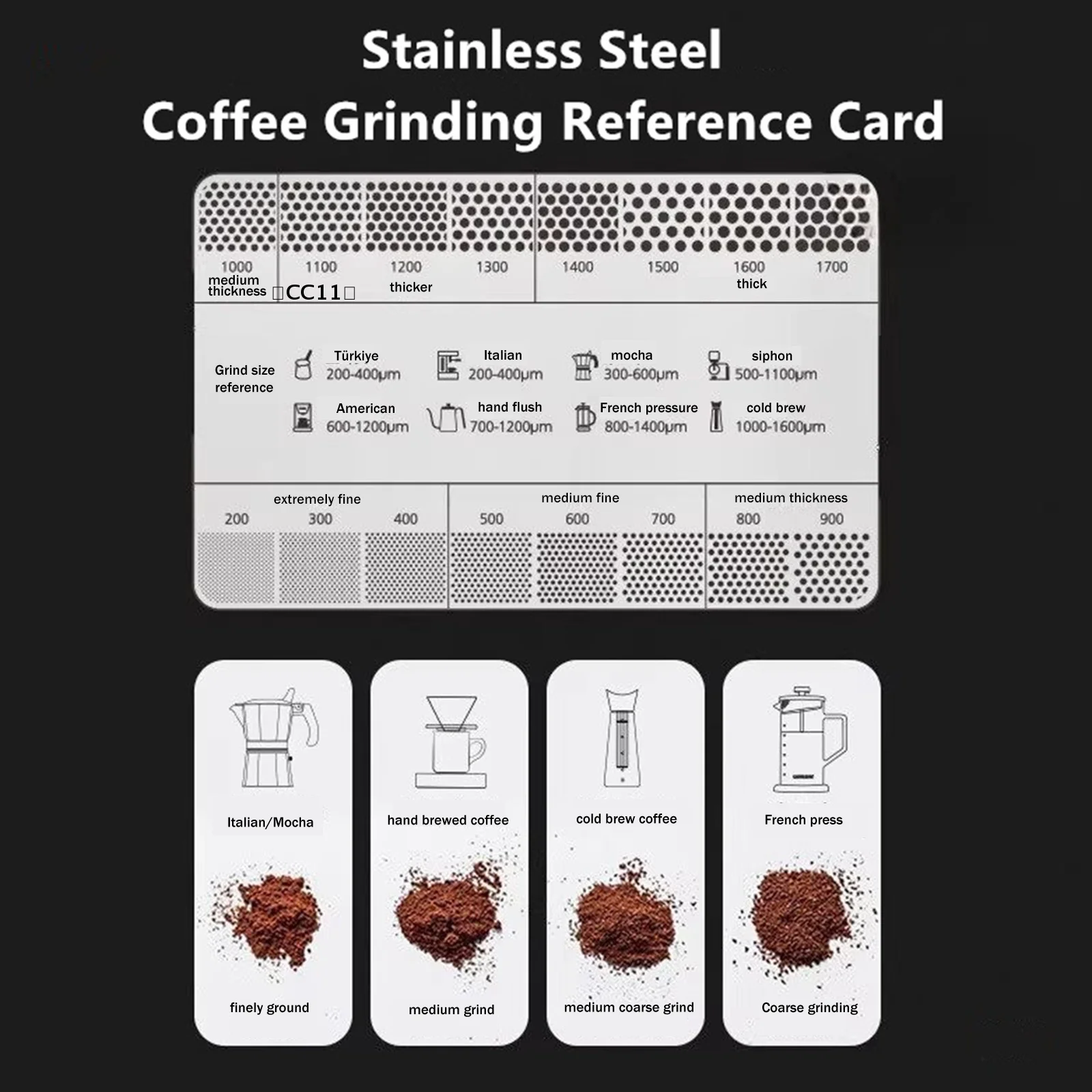 Coffee Powder Grinding Thickness Reference Comparison Card Grinder Grinding Powder Thickness Comparison Scale Coffee Acces〔CC11〕