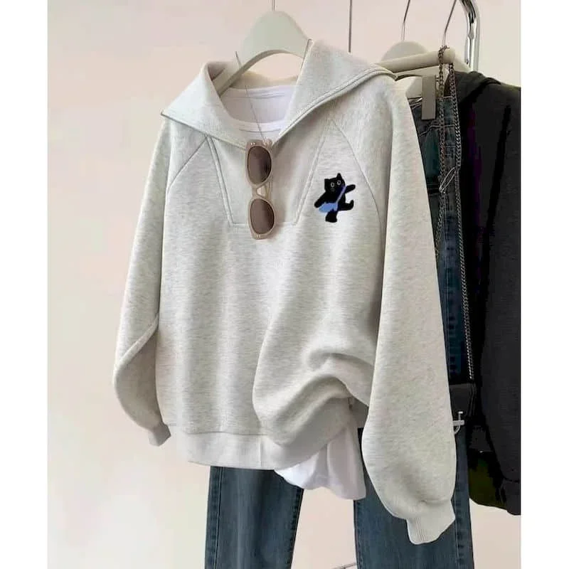 

Pop Casual Hoodies For Women Lapel Sweatshirts Oversized Streetwear Women Korean Style Long Sleeve Aesthetic Vintage Clothes Tre