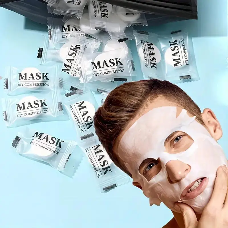 **100PCS Disposable Compressed Facial Mask Portable Travel Non-woven Face Mask Skin Care Cotton Wrapped Masks Paper