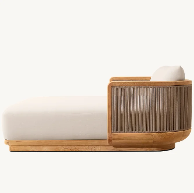 

#Luxury Rope Teak Chaise Furniture Garden Outdoor Solid Wood Teak Daybed