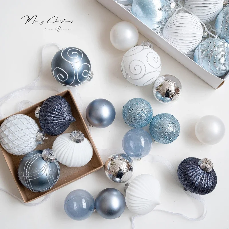 6/8cm 12/30CM Blue Christmas Balls New Painted Xmas Decorative Hanging Ornaments Luxury Party Christmas Spheres Pendant 2026