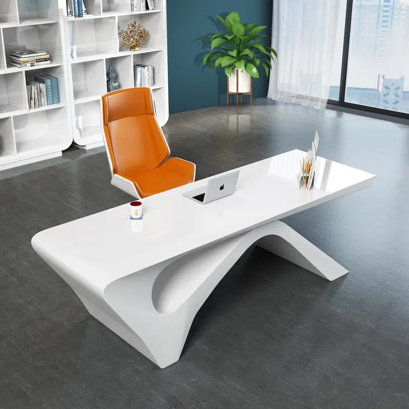 China Manufacture Customized Simple Manager Office Table Modern Furniture In White