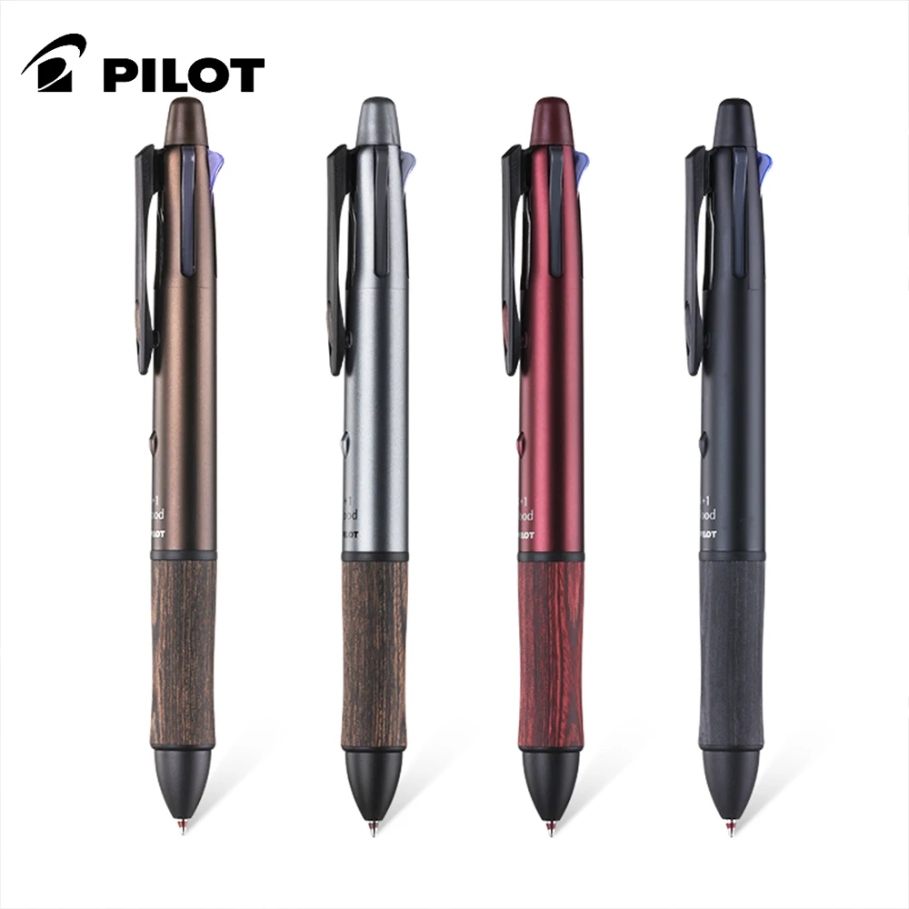 PILOT WOOD High-end 4+1 Wooden Pen BKHFW-2SR Grip Multifunctional Four-Color Ballpoint Pen 0.7 0.5 Mechanical Pencil