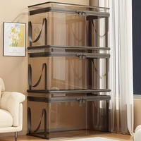 Transparent storage box, heavy-duty plastic organizer, suitable for books, clothing, snacks