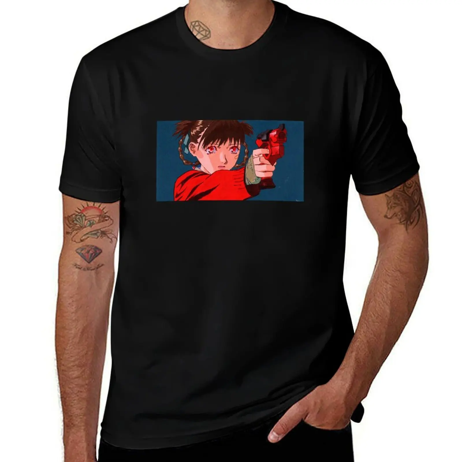 Kite anime Sawa painted in traditional style T-Shirt Holiday Casual Short Sleeve Top T-Shirt