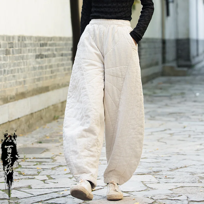 

Новые зимние женские брюки-фонарики с хлопковой подкладкой, утепленные, свободные, с высокой талией, длинные