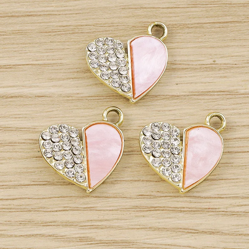 Tusember 10 Stück Exquisite Silberfarbene CZ-Kristall-Herzanhänger für Ohrhänger, Halsketten und Schmuckherstellungszubehör – Detail 10