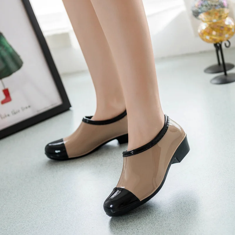 

Women's LowCut Waterproof Rain Boots Short Shaft Non Slip Galoshes for Kitchen Work Shoes Fashionable Autumn Spring Footwear