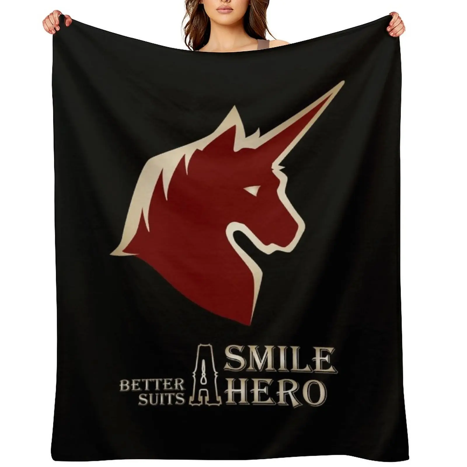 

A Smile Better Suits A Hero Throw Blanket for sofa Luxury Thicken Quilt Fashion Sofas Blankets