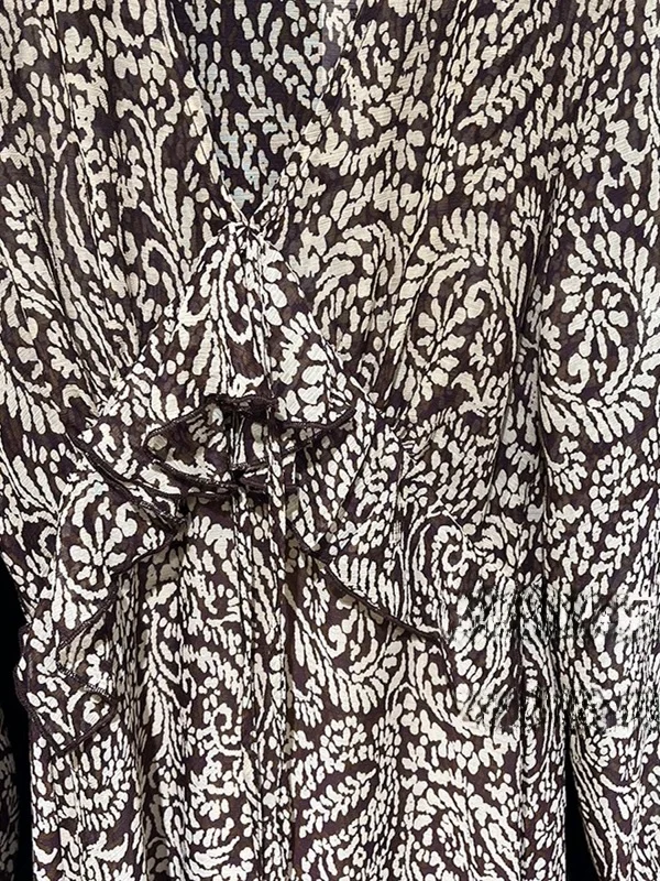 Primavera verão nova chegada feminina midi dr v-ne impresso em camadas decoração longa sve el sle faion senhoras dr