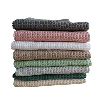 Waffle algodão toalha de chá pano guardanapos de mesa tecer prato absorvente rosa cinza branco para limpeza de cozinha