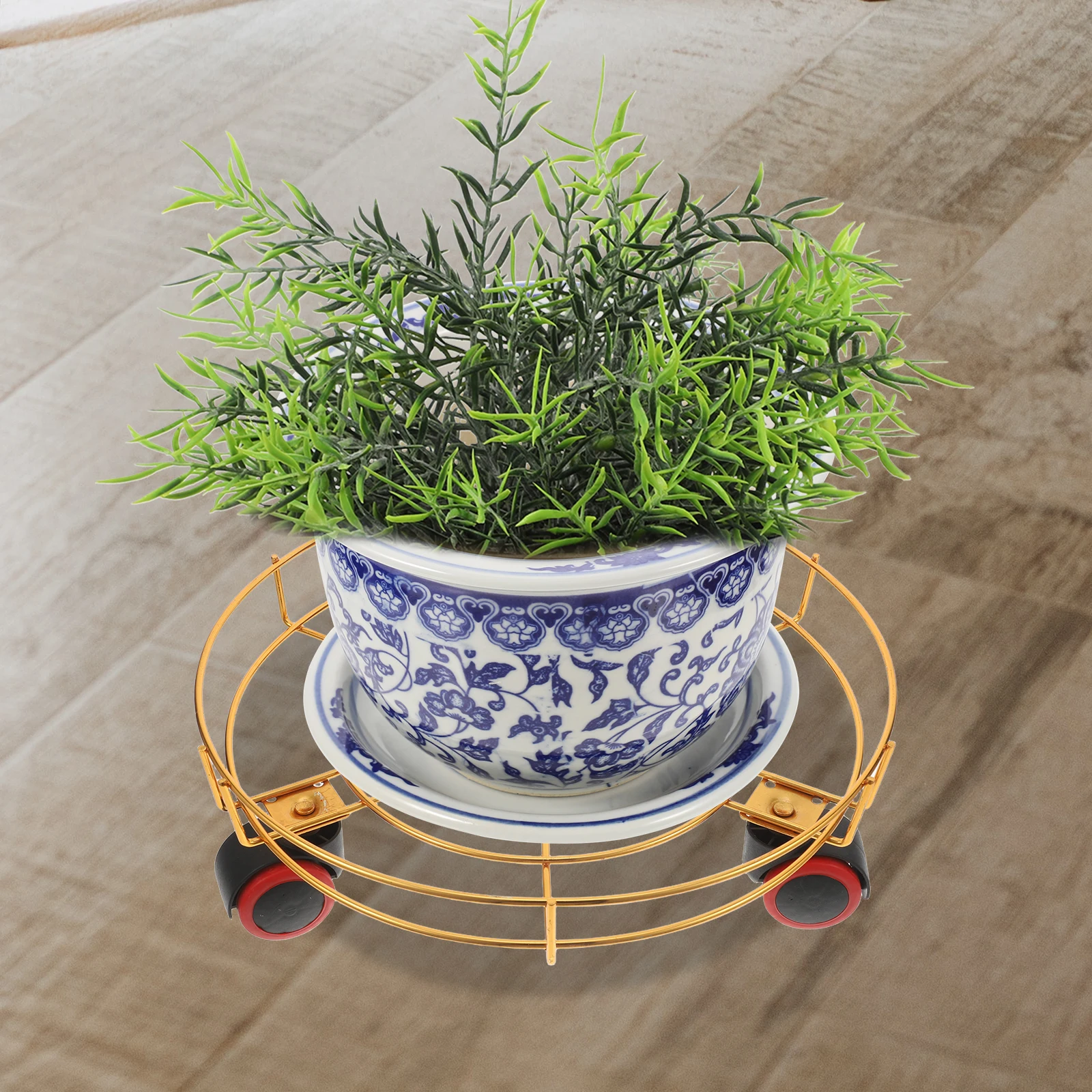 

Light Luxury Flowerpot Stand Movable Plant Pot Base With Wheels Heavy Duty Metal Frame Rollable Garden Planter Holder