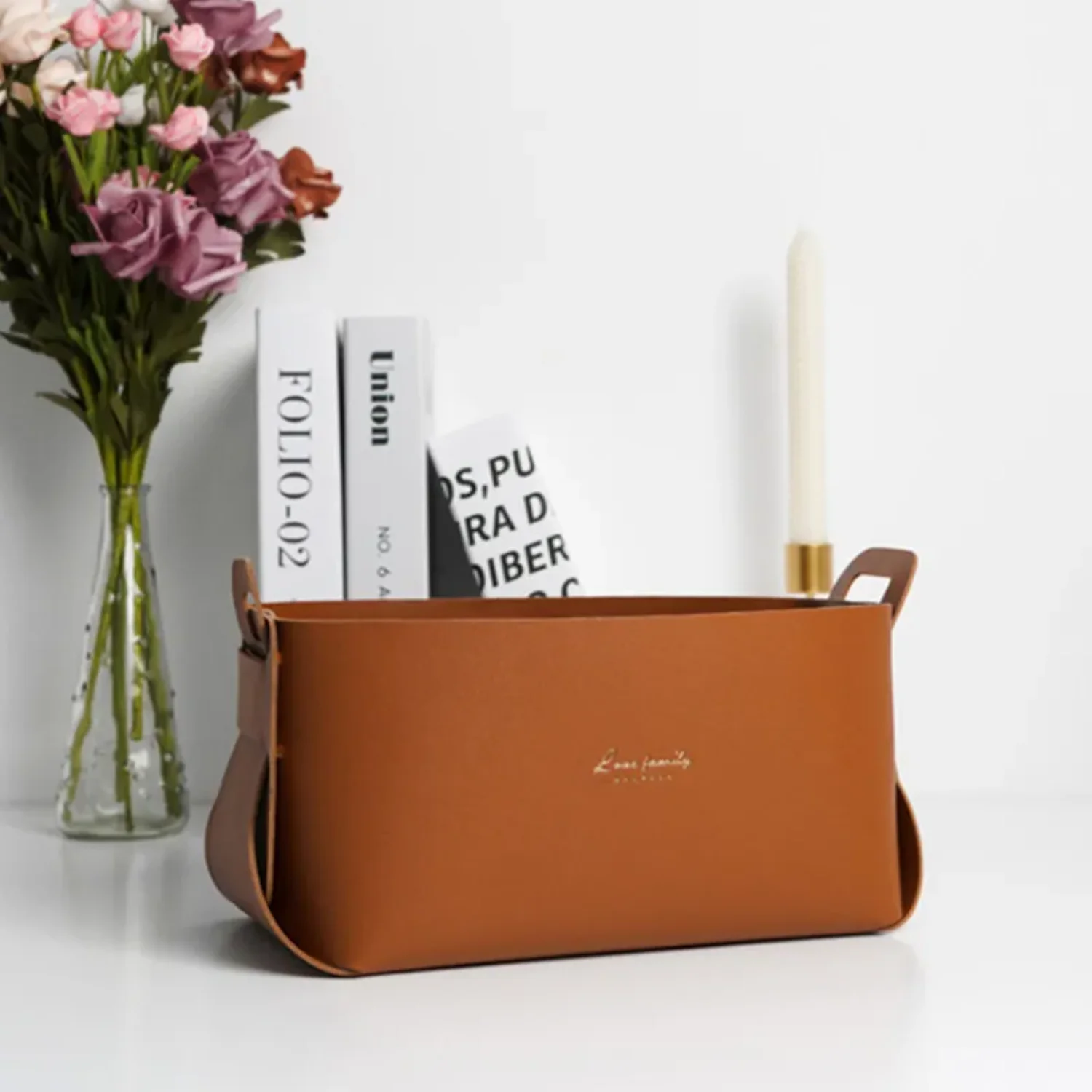 Leather Desktop Large  Box Living Room Bedroom Sundries key Plate Decoration Dice Tray Coins PU Folding  Wholesale