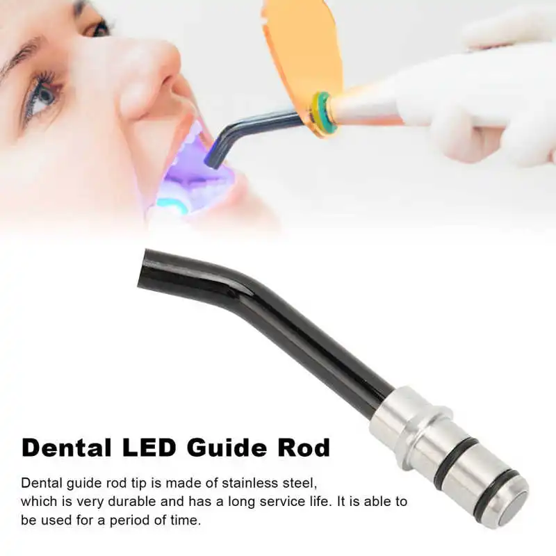 21mmx12mm Universal Dentist Dental LED Optical Guide Rod Stainless Steel Double Dental Lamp Optical Tip Black Teeth Whitening