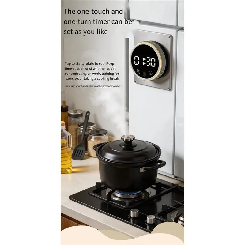 Magnetic Circular Timer Rotating Kitchen Baking Alarm Student Time Management Timer 7 Color Marquee Display