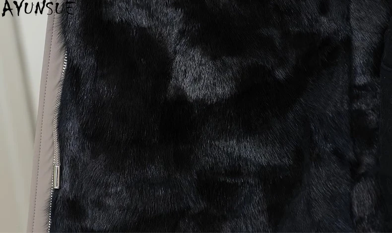 AYUNSUE réel manteau de fourrure de vison femmes vêtements d'hiver col de vison Parka mi-longue 2025 manteau de fourrure véritable femmes manteaux Пblogто Ж erotismoе