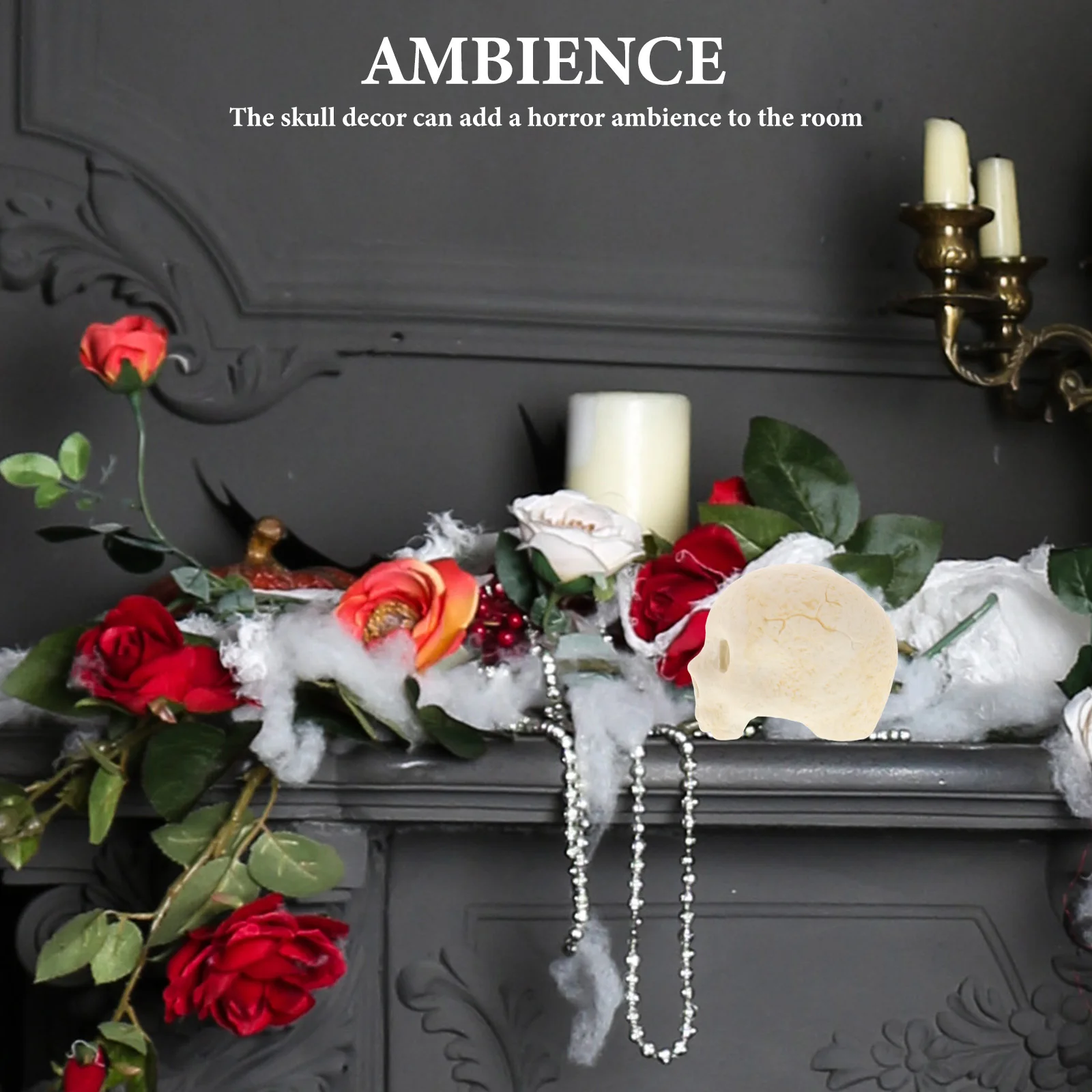 

2Pcs Skull Head Halloween Decoration Realistic Fake Skull Fireplace Horror Party Prop Scary Halloween Decor