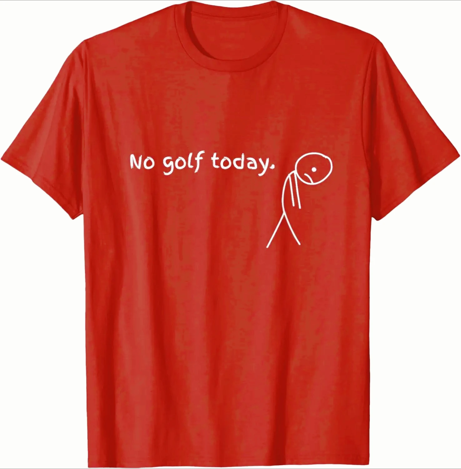 No Golf Today Stick Figure Sad Graphic Print Women T-Shirt Fun Short Sleeve Crew Neck Sport Casual Daily Summer Women Trend Tee