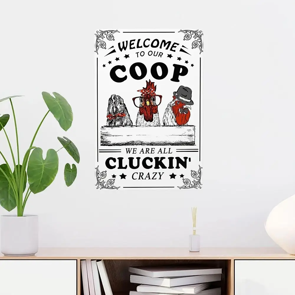 The Fluffy Butt Hut Vintage Retro Metal Sign Hot Chicks Funny Wall Art Sign Welcome To Our Coop Kitchen Farmhouse Wall Decor