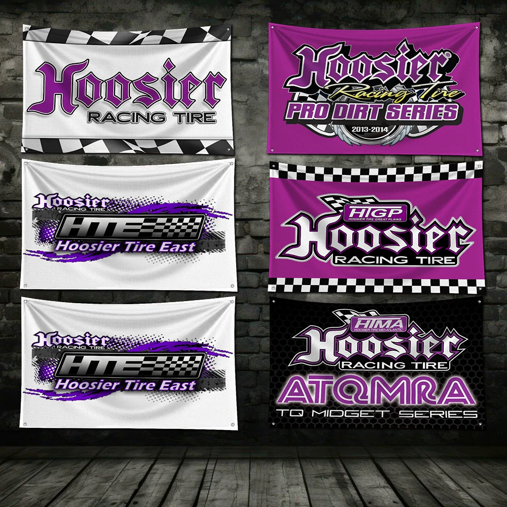 3x5 Ft Flag-Hoosier Racing Tire Racing-Banner con stampa digitale in poliestere per la decorazione della porta esterna di arte della parete del garage con occhielli