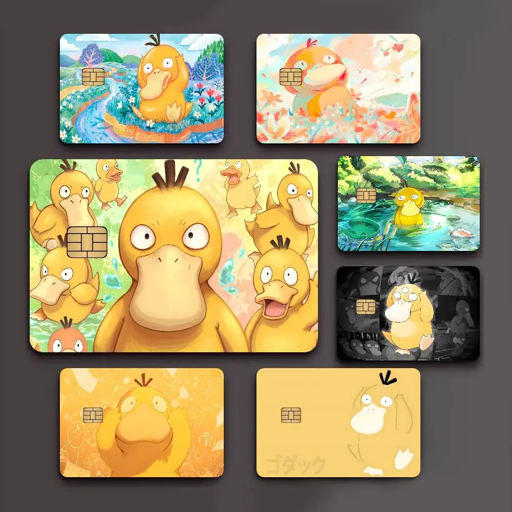 Anime P-Pokemon P-Psyduck Anime Cartoon Sticker Film Skin for Credit Card Debit Bank Bus Card