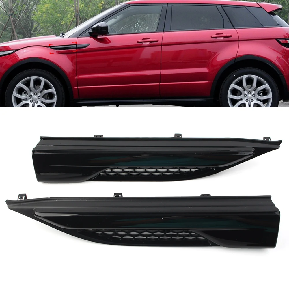 Car Front Fender Side Grill Upper Molding Trim Left/Right 1Pcs For Land Rover Range Rover Evoque 2012-2019 LR027322 Gloss Black