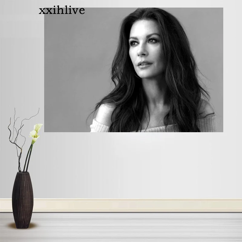 Actor Catherine Zeta-Jones Silk Cloth Canvas Poster Home Decoration Wall Art Fabric Poster Print 27x40cm,30x45cm,40x60cm