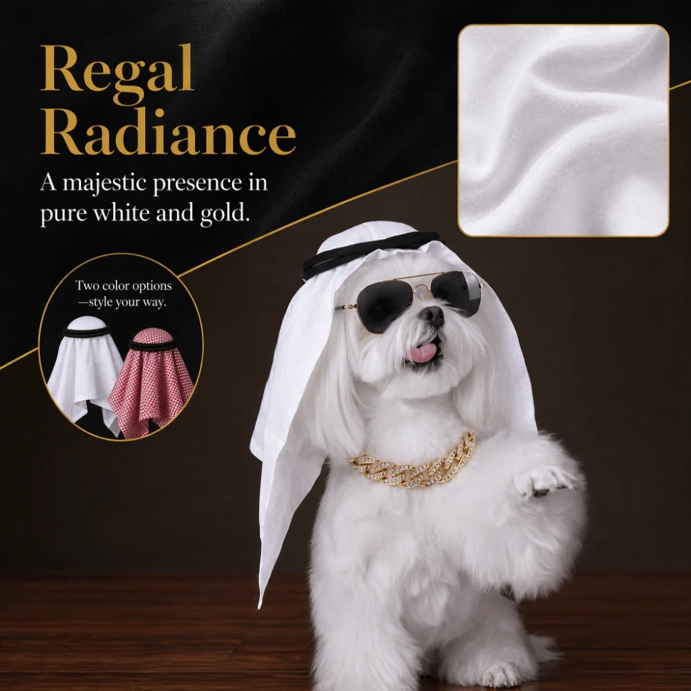 Triangular Hijabs Pet Middle Eastern Dress Set Dress Up Cuban Link Chain Dogs Cats Cosplay Costume Role Play