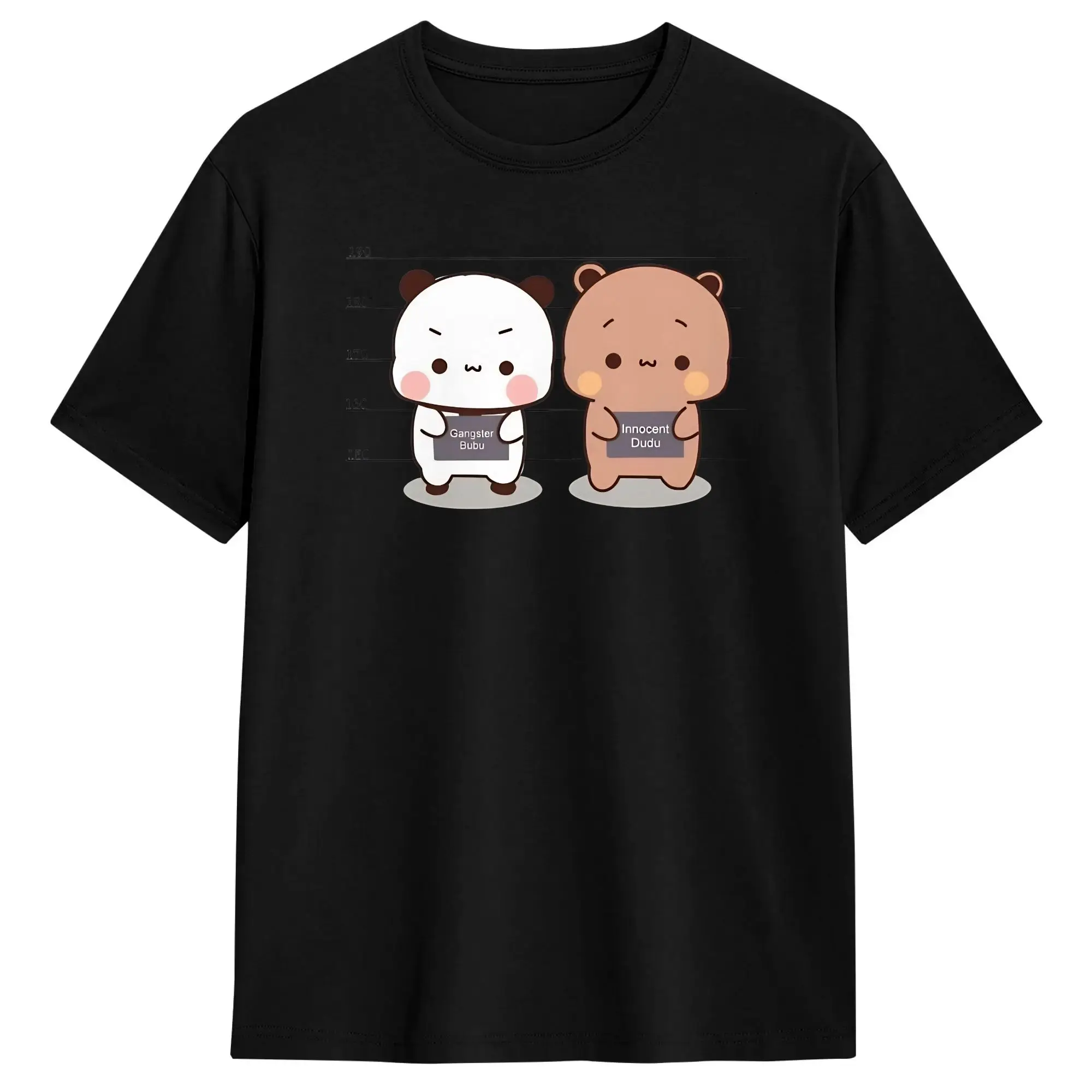 2026 Innocent Dudu Gangster Bubu Dudu Panda and Brownie Bear Cotton T Shirt for Male Summer T-Shirts Crew Neck Tee Shirt Clothes