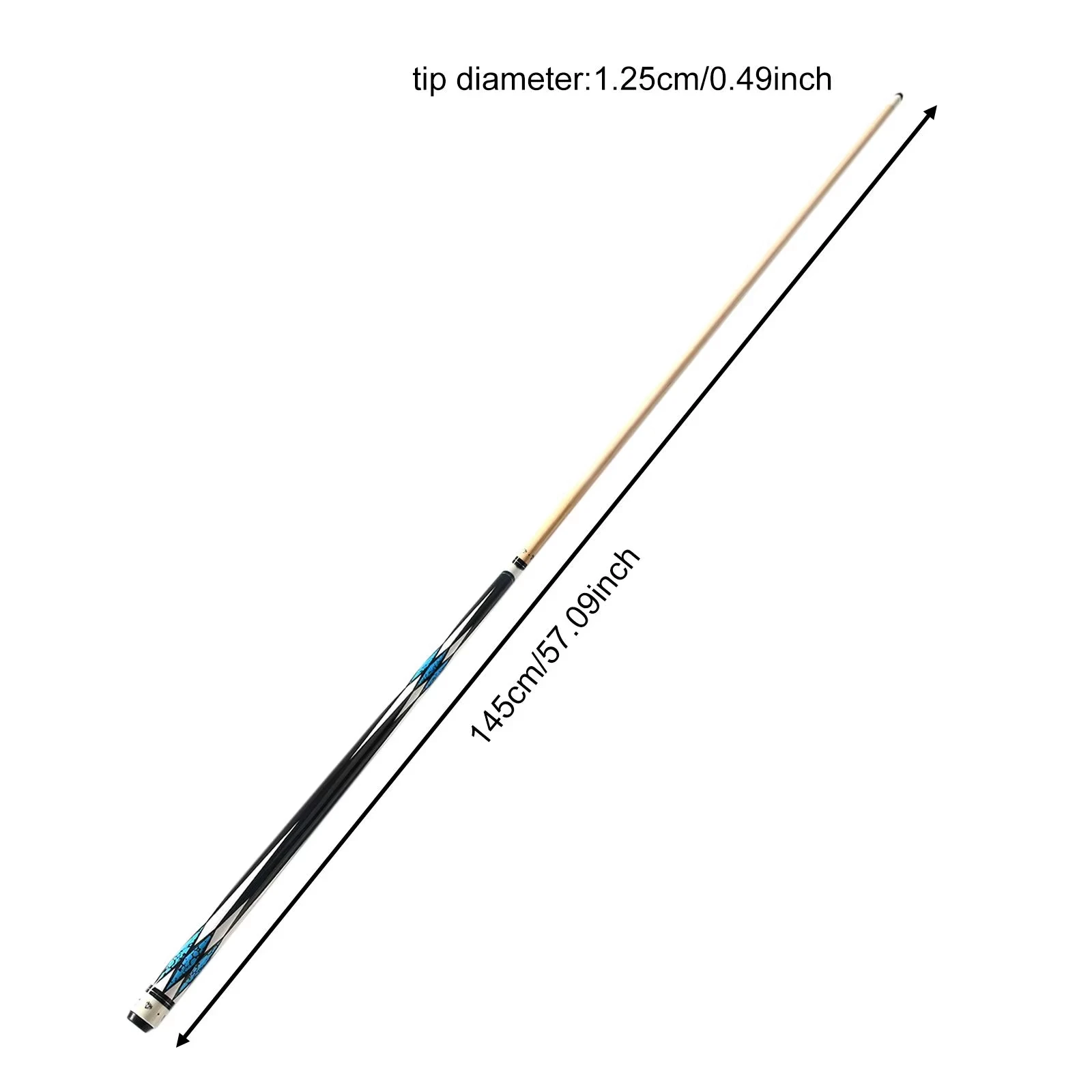 57 Inch Two Piece Solid Wood Pool Cue Portable 9 Ball Billiard Stick Big Tip Easy Assembly