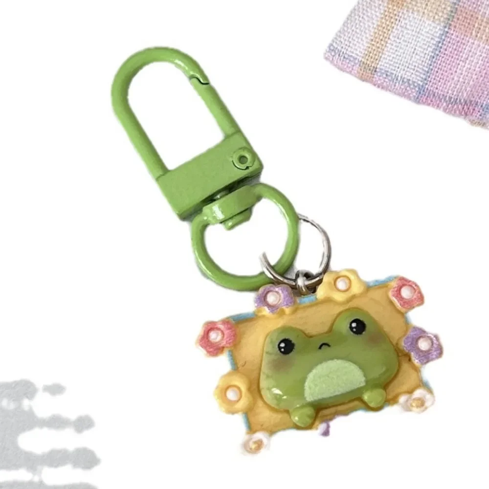 Cute Resin Frog Keychain for Women Couple Cartoon Keyring Bag Backpack Charms DIY Accessories Girl Kids Key Chains Gift