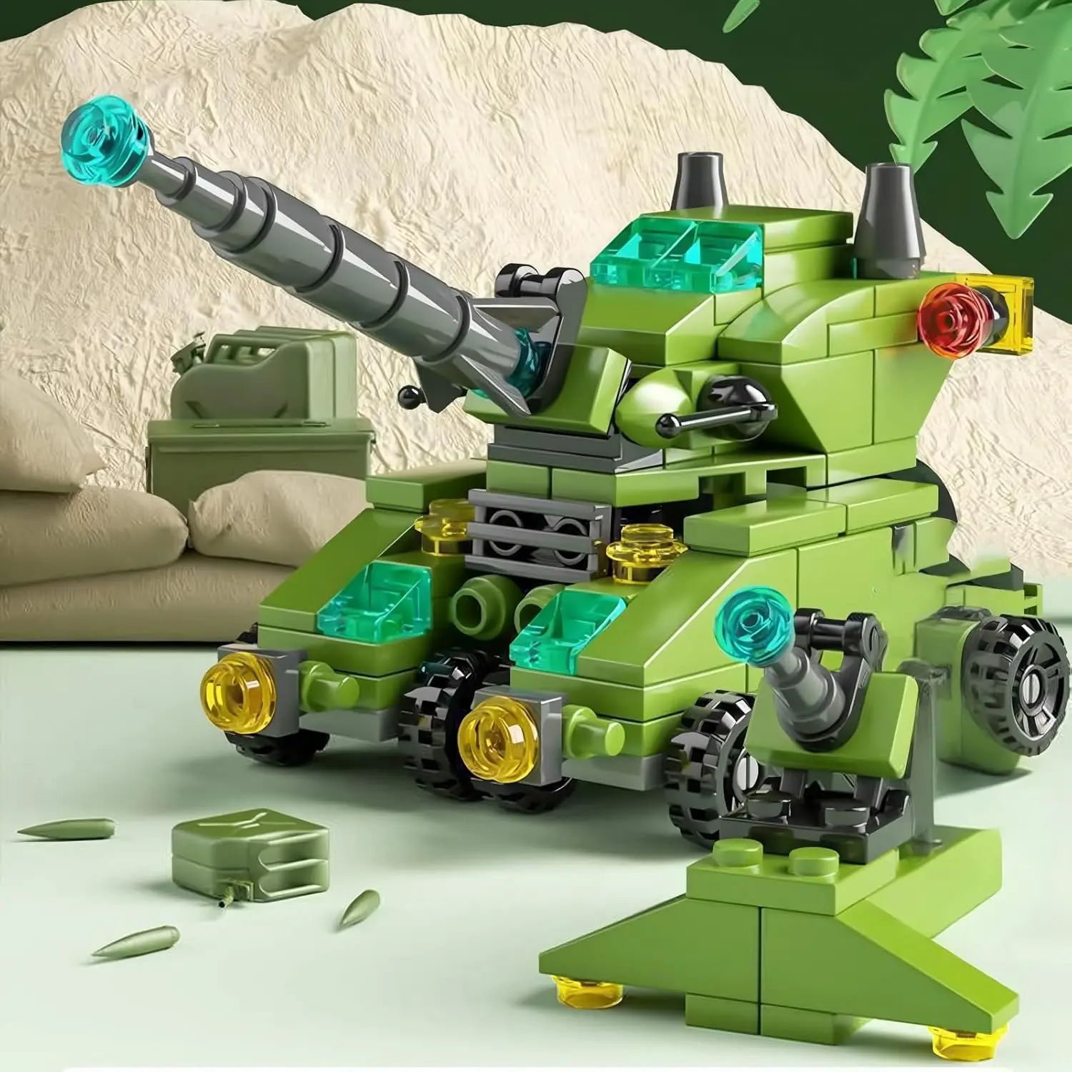 138-Piece Military Building Blocks Set - Army Tank Vehicle Toy with 7 in 1 Transformable Models, STEM Construction Kit for Kids