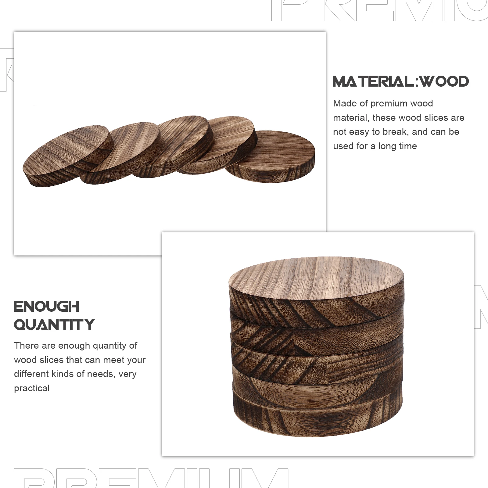

5pcs Round Wood Slices Unfinished Natural Wood Crafting Discs Display Stands For Diy Crafts Coasters Wooden Accessories
