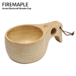 Feuer Ahorn Ancest Bushcraft Holz Tasse Tragbare Tee Milch Outdoor Trinken Tasse mit Loch Griffe für Camping Gummi Holz Tassen 300ML