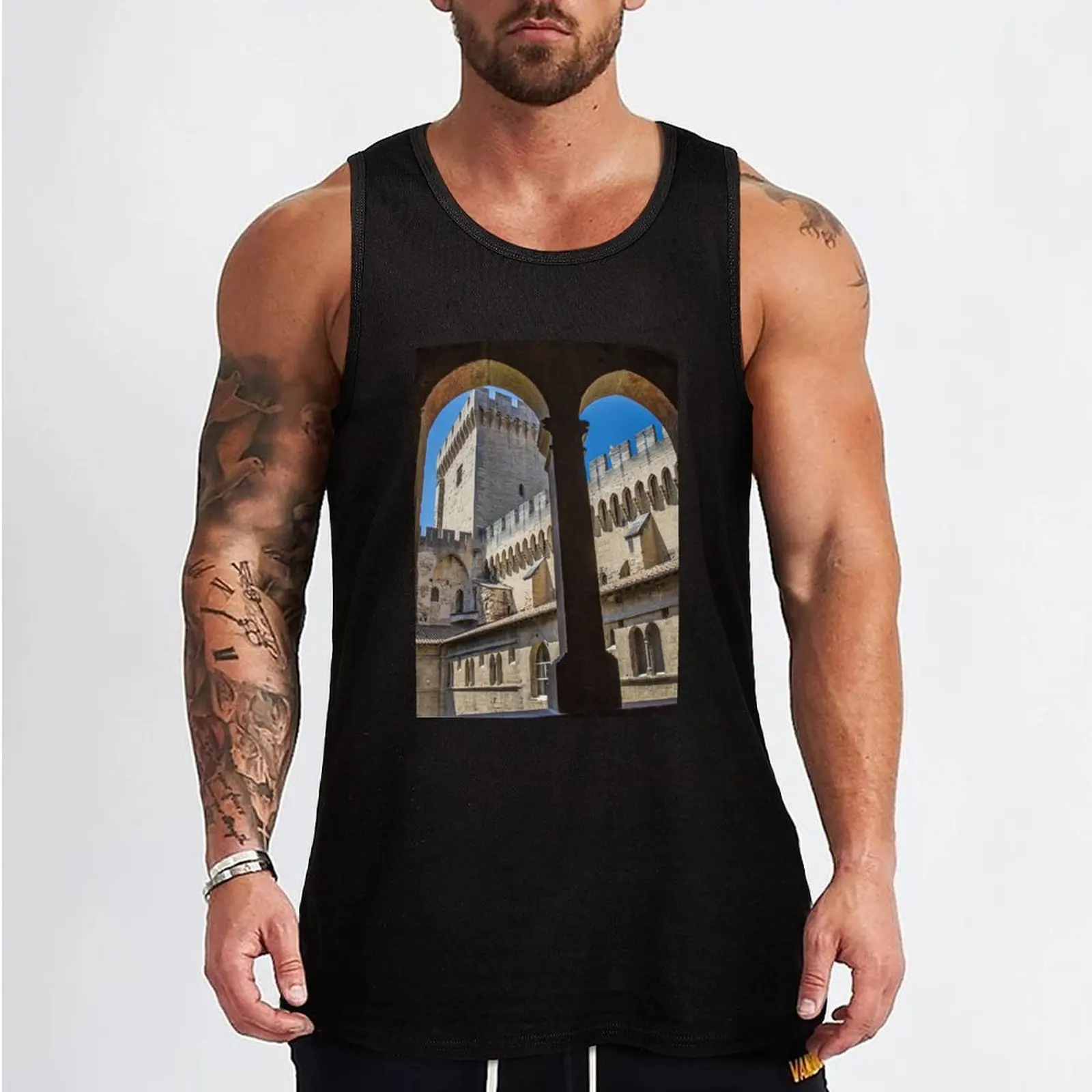 France. Avignon. Papal Palace. Tank Top summer singlet for men bodybuilding men clothes man vest