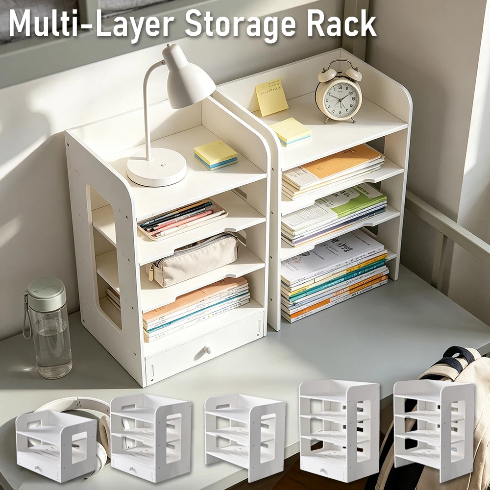 1PC Multi-layer File Storage Rack Large Capacity Easy Assembly Practical PVC Table File Rack Space Saving Desk Organizer Office