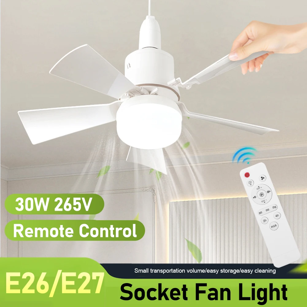 

LED Ceiling Fan With Light Remote Control Dimmable 30W E26 Base Modern Smart Wireless Fans Lighting For Bedroom and Living Room