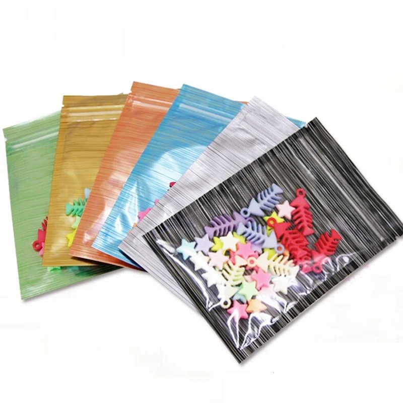 

Color Mylar Resealable Bag with Zipper,Clear Window Packaging Pouch Smell Proof Foil Bag for Food Storage Sample Jewelry Baggies
