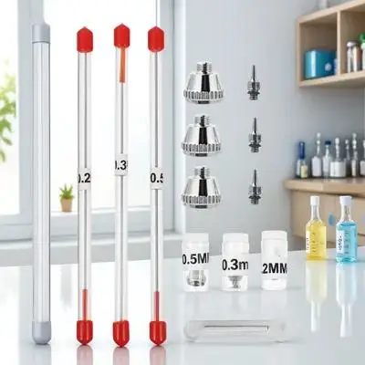 1 jeu de capuchons et d'aiguilles de buse d'aérographe universels 02Mm 03Mm 05Mm, composants de remplacement solides et Non déformables pour aérographe