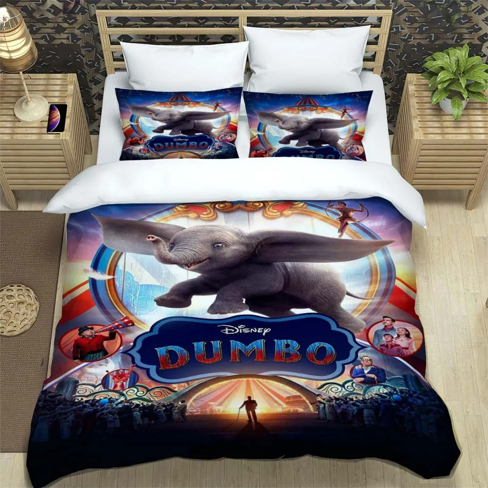 Disney Cartoon Cute Dumbo Bedding Set Cute Home Decor Pillow Cases Quilt Covers Gifts for Family and Friend Comfortable and Soft