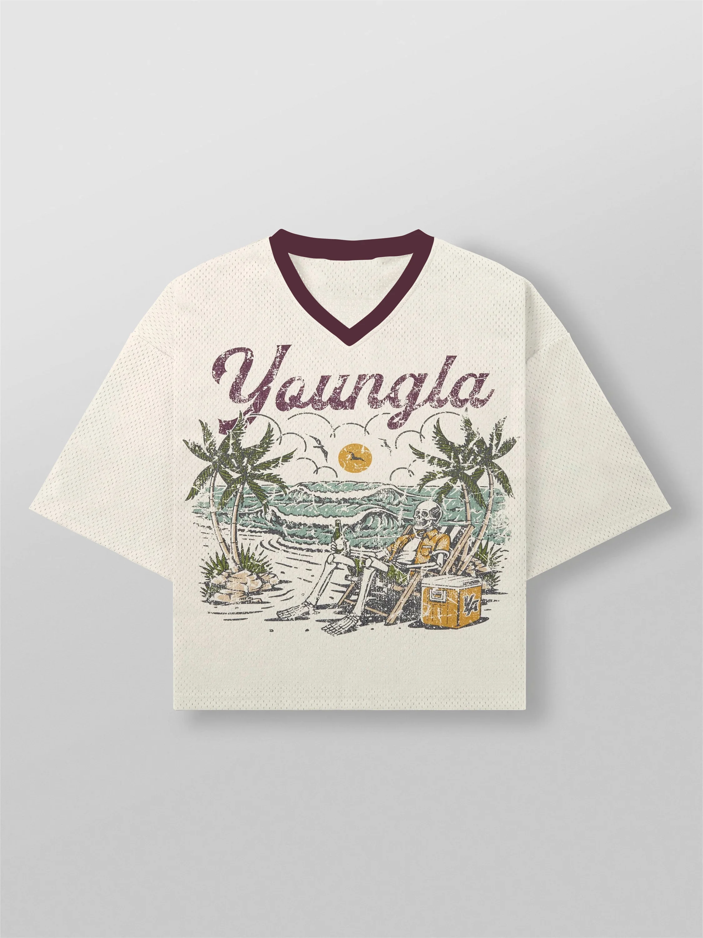 Yla tendência americana esportes tamanho grande camiseta férias crânio impressão treinamento de fitness europeu correndo de manga curta topo verão