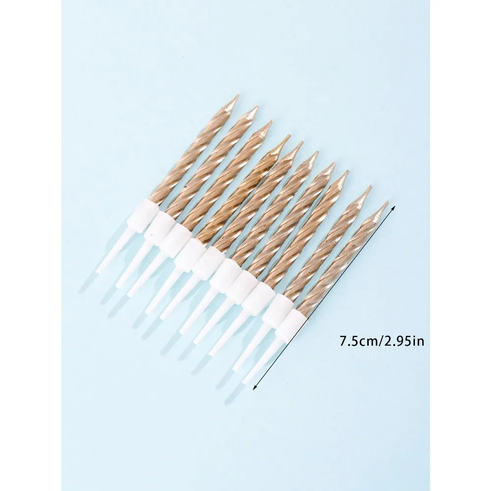 شموع حلزونية بخيوط ذهبية ، حفلات ، مهرجان ، احتفال ، تزيين الكيك ، 10 شموع عيد ميلاد