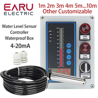 1set 4-20MA Output Integral Liquid Oil Water Level Sensor Transmitter Detect Controller Float Switch Waterproof Mount Box Pump