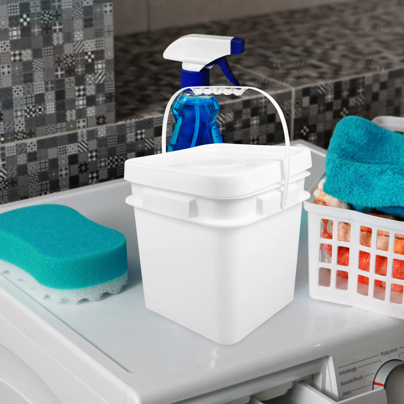 

Sealed Laundry Container Heavy Duty Plastic Laundry Powder Box with Handle and Lid for Detergent Sheets Storage Organizing
