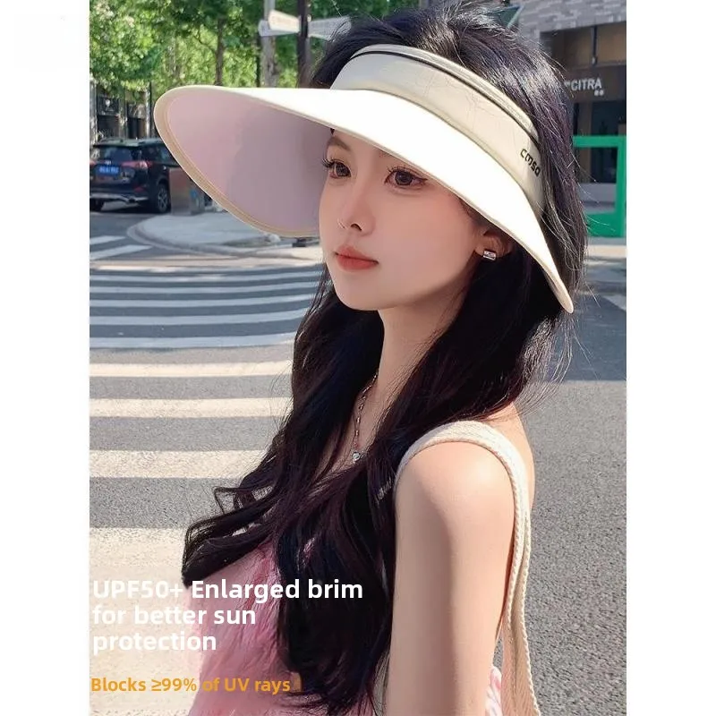 Women's Summer 2024 New Large Brim Ice Silk Outdoor Travel Sun Protection Hat UV Protection Sunshade Cap Breathable Lightweight