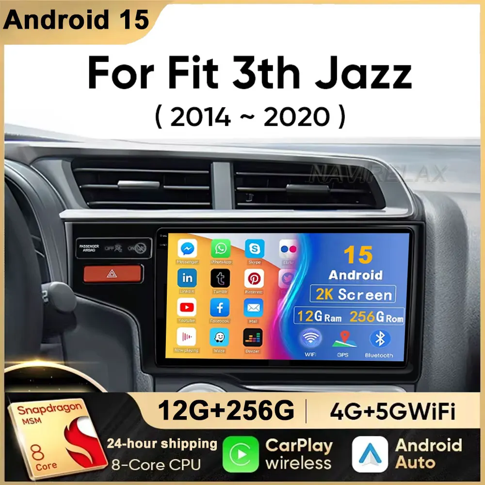 

Android 15 For Honda Jazz 3 2015 2016 2017 2020 Fit 3 GP GK 2013 - 2020 Car Radio Multimedia Video Player Navigation stereo GPS
