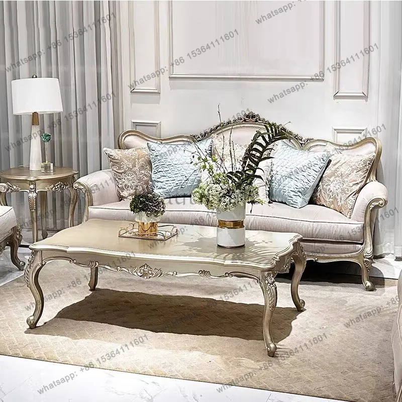 American light luxury high-end household rectangular carved coffee table French living room sofa coffee table