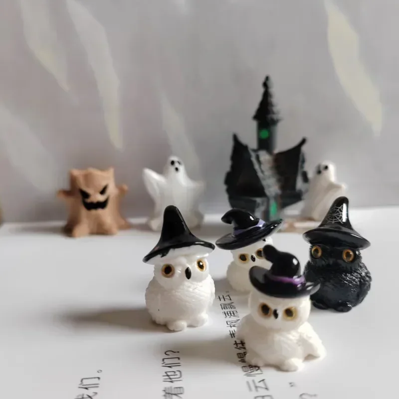 10 Pcs Halloween ghost/fairy garden gnome owls/moss terrarium home desktop decor/crafts/bonsai/doll house/miniatures