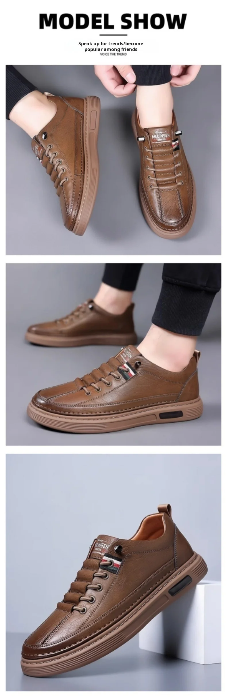 Herren-Freizeitschuhe für Frühling und Herbst, druckentlastende, atmungsaktive, schnürlose Lederschuhe, superweiche und strapazierfähige Herren-Board-Schuhe – Detail 12