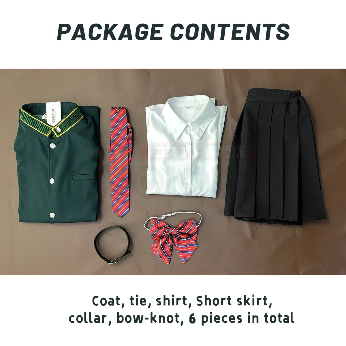 Cosplay cortavientos Anime Tasuku Tsubakino Cosplay disfraz peluca verde gabardina larga falda camisa blanca gargantilla corbata lazo